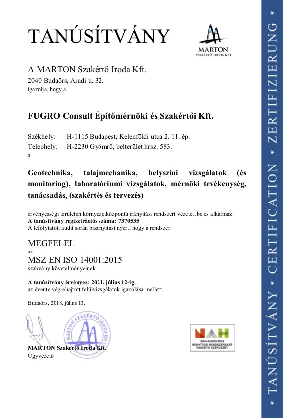 ISO 14001 tanúsítvány